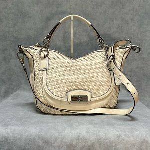 COACH Kristin Woven white leather hobo shoulder bag